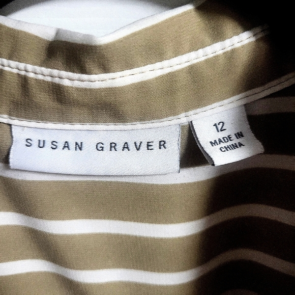 Susan Graver Womens Lagenlook Striped Button-Up Shirt Size 12 - Picture 4 of 5